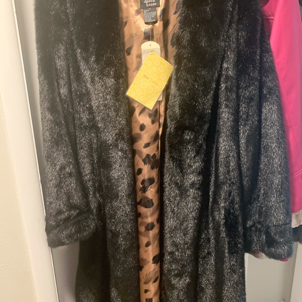 Dennis Basso Full Length Faux Mink Coat